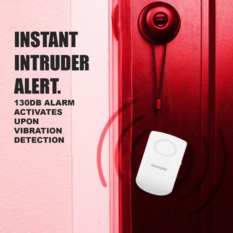 Securityman Door Handle Alarm with 130dB Vibration Triggered Portable Door Alarms When Opened - Perfect for Kids, Toddler, Elderly, Hotel, Travel, Bedroom (2 Pack Door Security) - Image 2